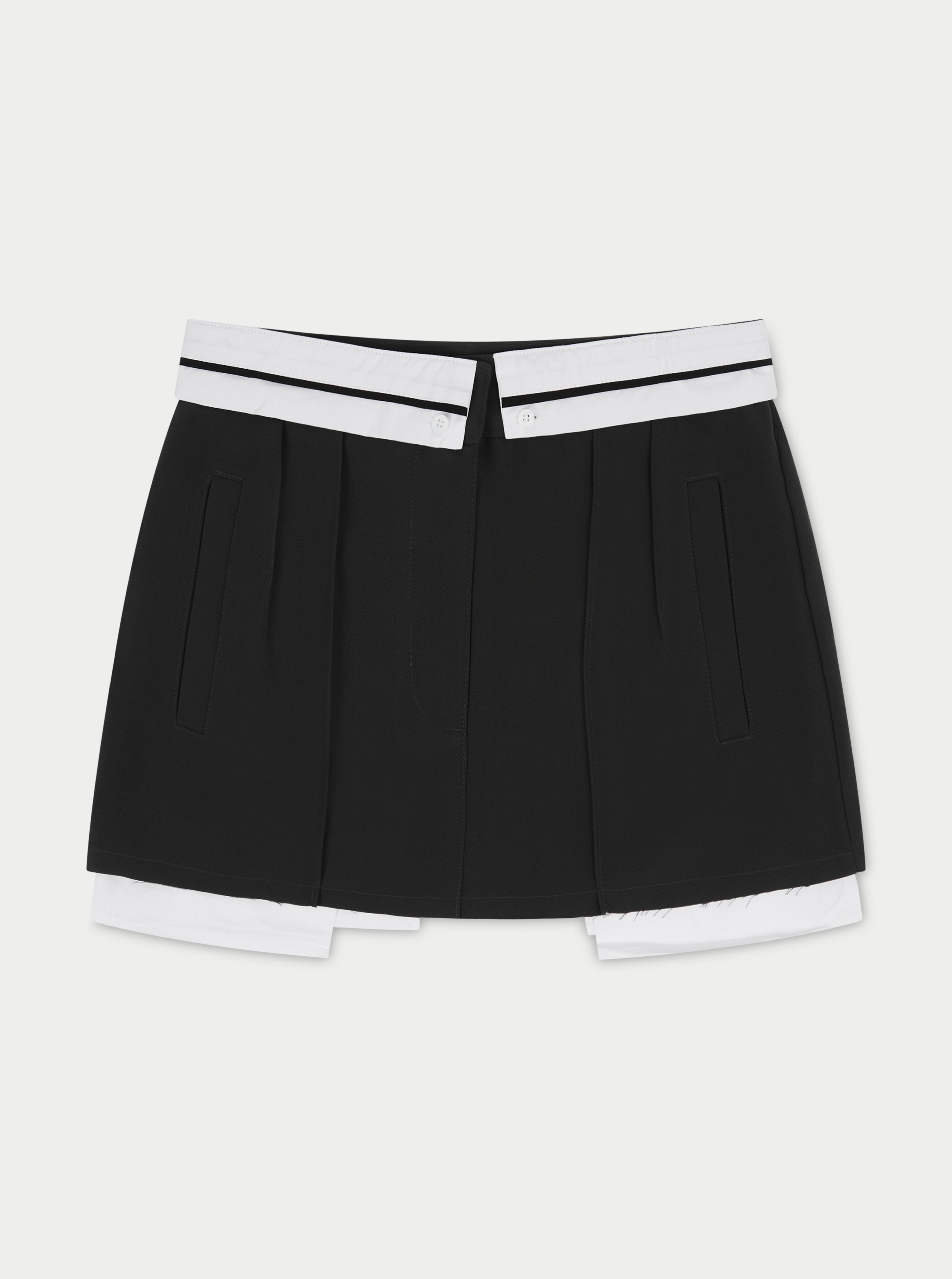 Black Reverse Waistband Mini Skirt | The Couture Club