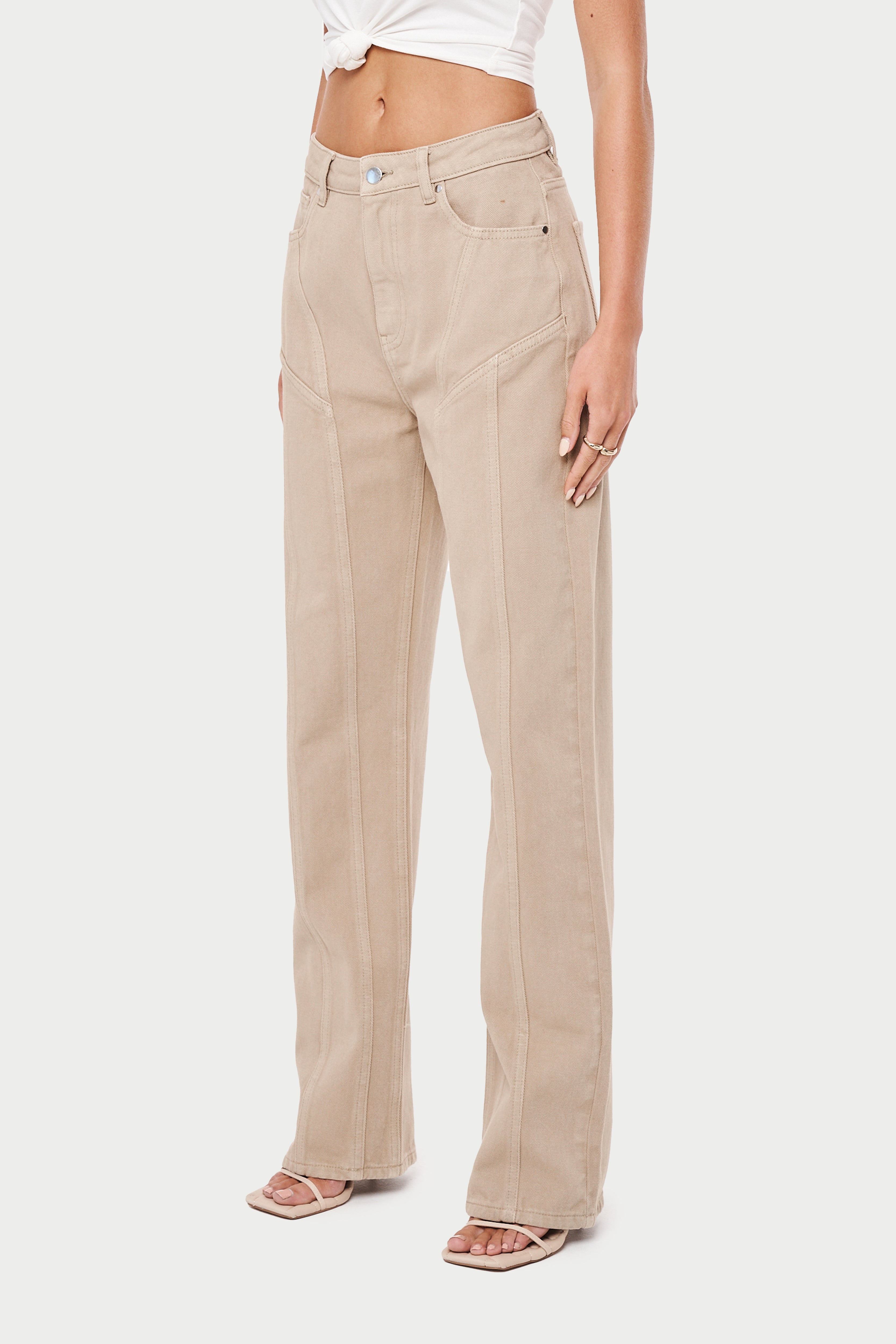 Beige 2024 denim jeans