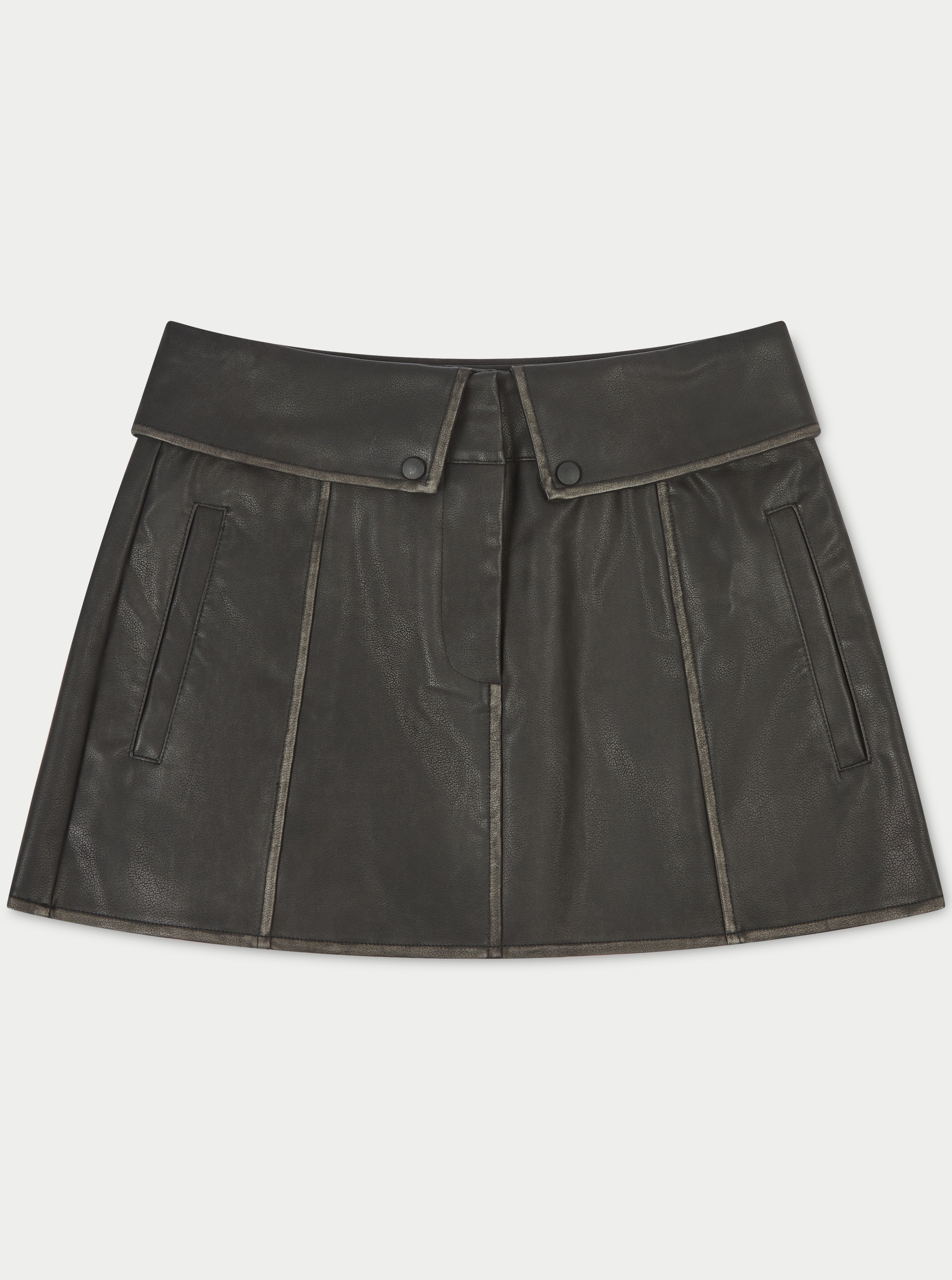 Black leather tennis skirt best sale