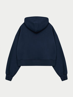 CTRE CROPPED ZIP THROUGH HOODIE - NAVY