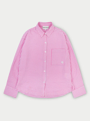 OVERSIZED GINGHAM SHIRT - PINK