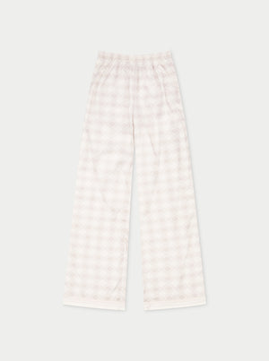 EMBLEM PRINT WIDE LEG TROUSERS - BEIGE