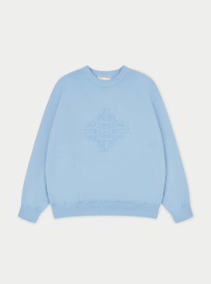 EMBLEM EMBOSSED OVERSIZED CREW - BLUE