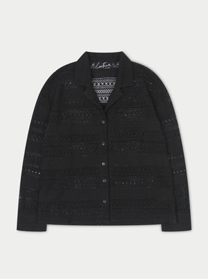 TEXTURED CROCHET SHIRT - BLACK