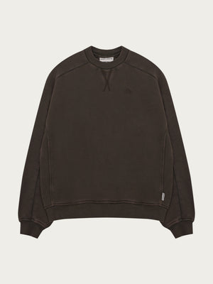 LAUNDERED CLASSICS SEAM DETAIL SWEATSHIRT - WASHED BROWN