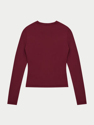 SCULPTING STRETCH EMBLEM LONG SLEEVE TOP - DEEP RED