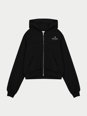 PILATES & PINOT ZIP THROUGH CROPPED HOODIE - BLACK