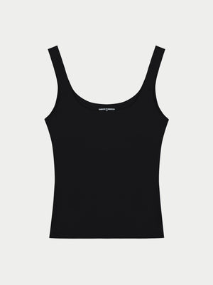 SCULPTING STRETCH SCOOP NECK SPORTS TOP - BLACK