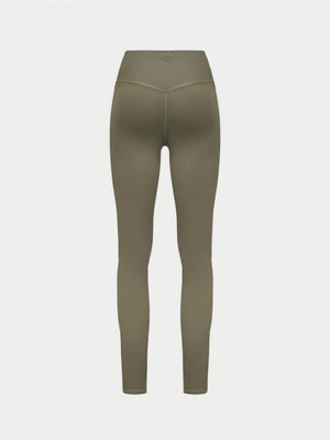 EMBLEM SCULPTING STRETCH LEGGINGS - KHAKI