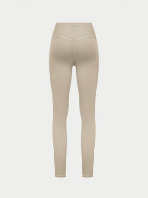 EMBLEM STRETCH SCULPTING LEGGINGS - BEIGE