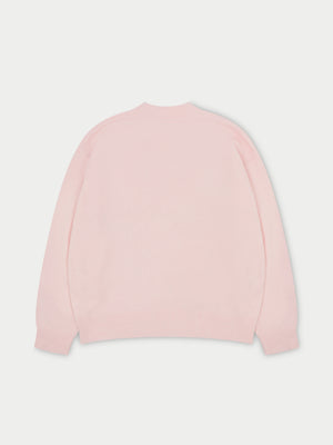 FLUFFY EMBLEM KNITTED CREW - PINK