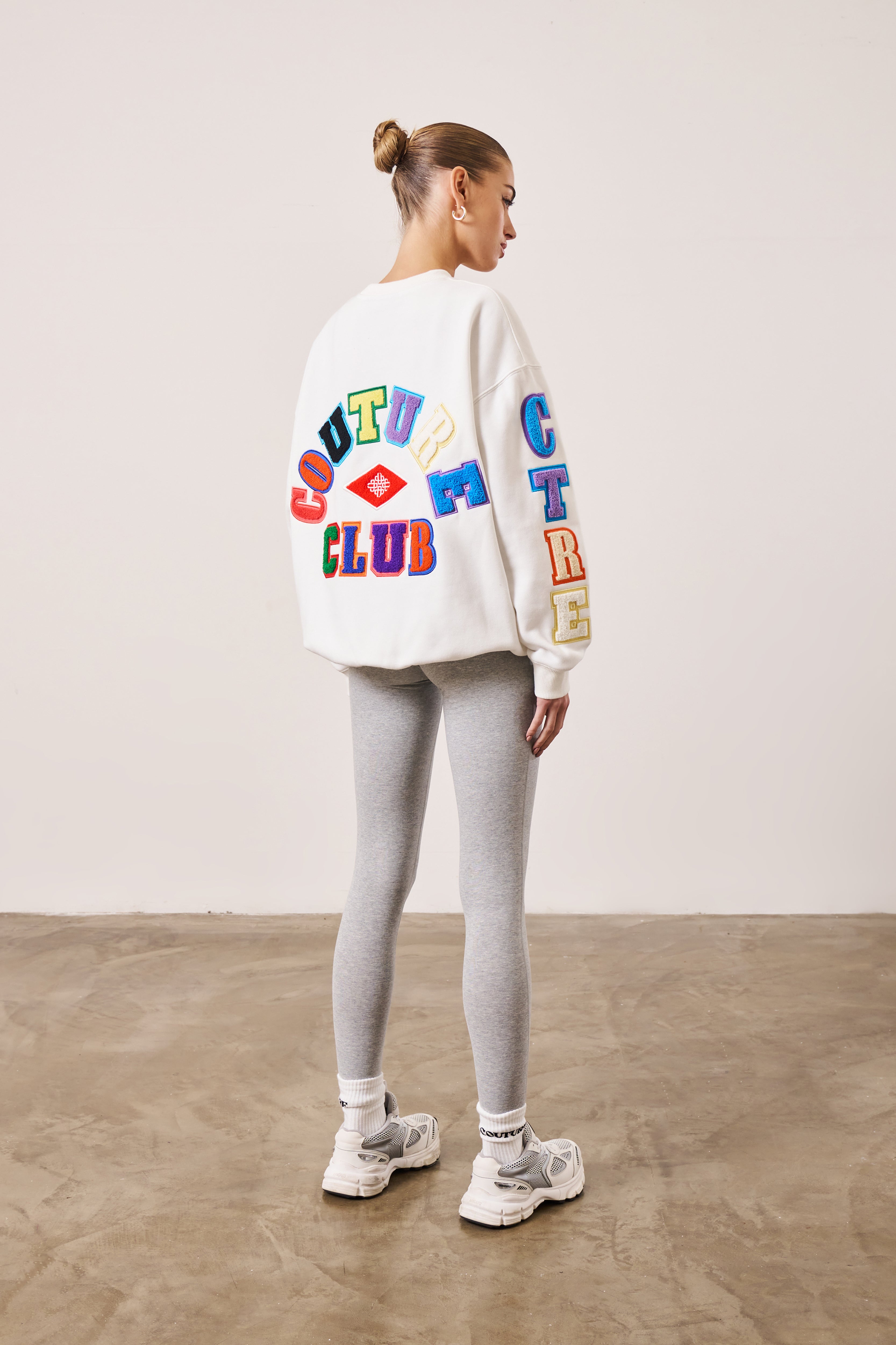 MULTIBADGED CHENILLE RELAXED SWEATSHIRT - OFF WHITE – The Couture Club