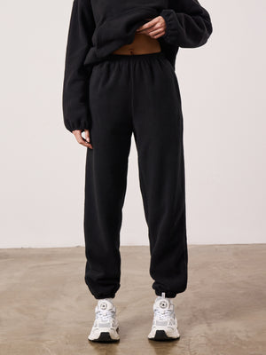 COUTURE TEDDY FLEECE JOGGERS - BLACK