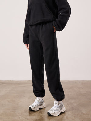 COUTURE TEDDY FLEECE JOGGERS - BLACK