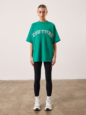 COUTURE RHINESTONE OVERSIZED T-SHIRT - GREEN