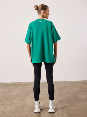 COUTURE RHINESTONE OVERSIZED T-SHIRT - GREEN