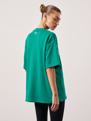 COUTURE RHINESTONE OVERSIZED T-SHIRT - GREEN