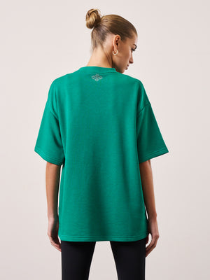 COUTURE RHINESTONE OVERSIZED T-SHIRT - GREEN