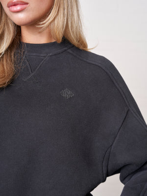 LAUNDERED CLASSICS SEAM DETAIL SWEATSHIRT - WASHED BLACK