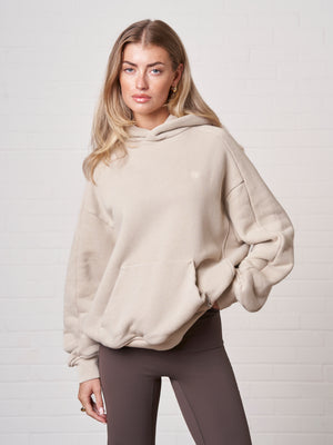 LAUNDERED CLASSICS SEAM DETAIL HOODIE - BEIGE