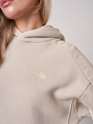 LAUNDERED CLASSICS SEAM DETAIL HOODIE - BEIGE