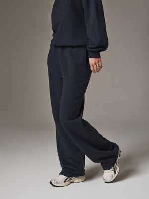 EMBOSSED STRAIGHT LEG JOGGERS - NAVY