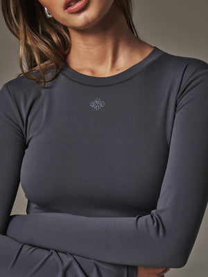 SCULPTING STRETCH LONG SLEEVE TOP - MIDNIGHT GREY