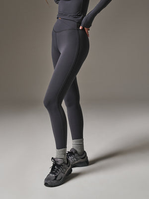 SCULPTING STRETCH CROSSOVER WAISTBAND LEGGINGS - MIDNIGHT GREY