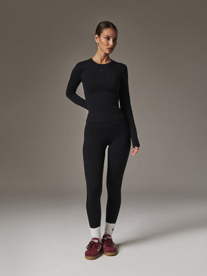 SCULPTING STRETCH LONG SLEEVE TOP - BLACK