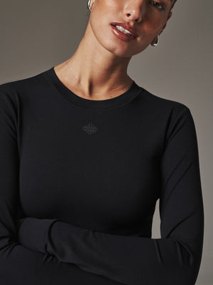 SCULPTING STRETCH LONG SLEEVE TOP - BLACK