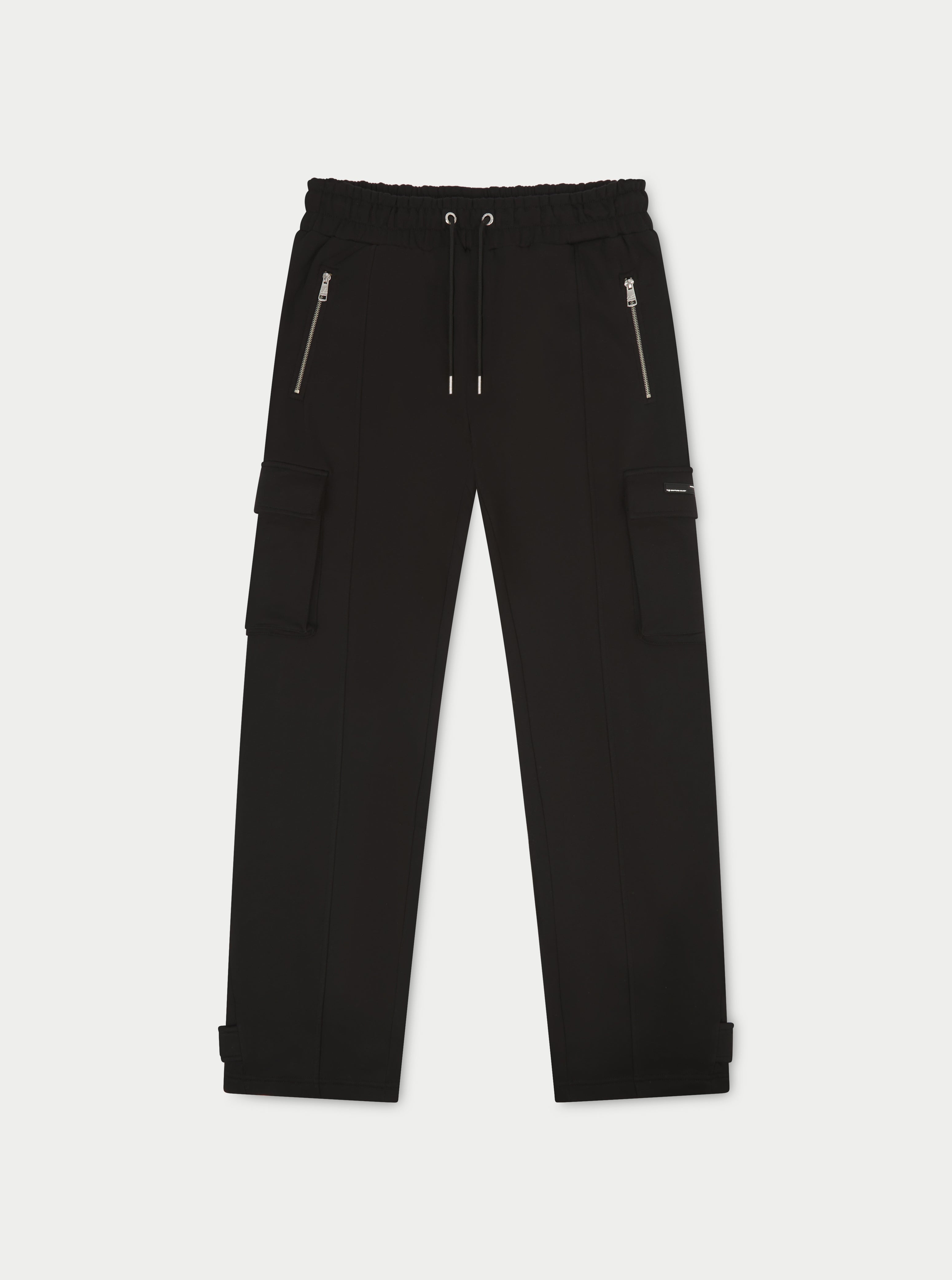 Black Zip Detail Wide Leg Jersey Cargo Joggers The Couture Club