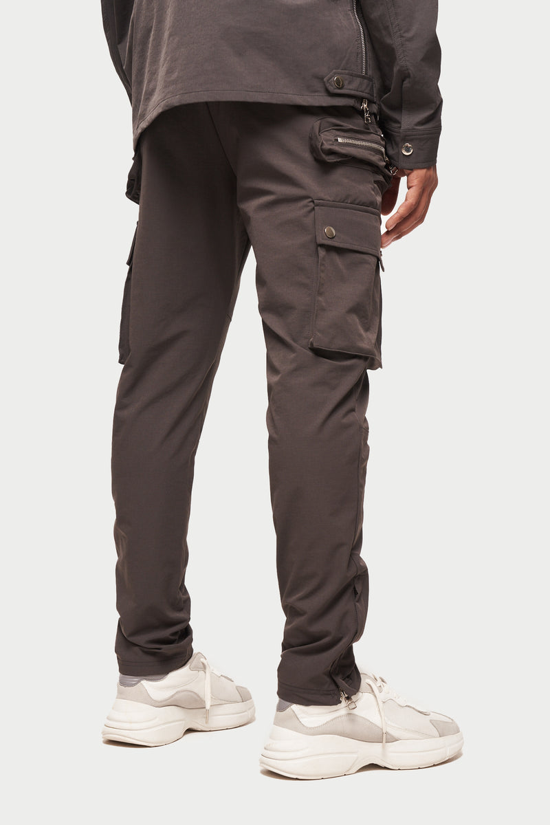 Charcoal Multi Zip Pocket Technical Cargo Pant | The Couture Club