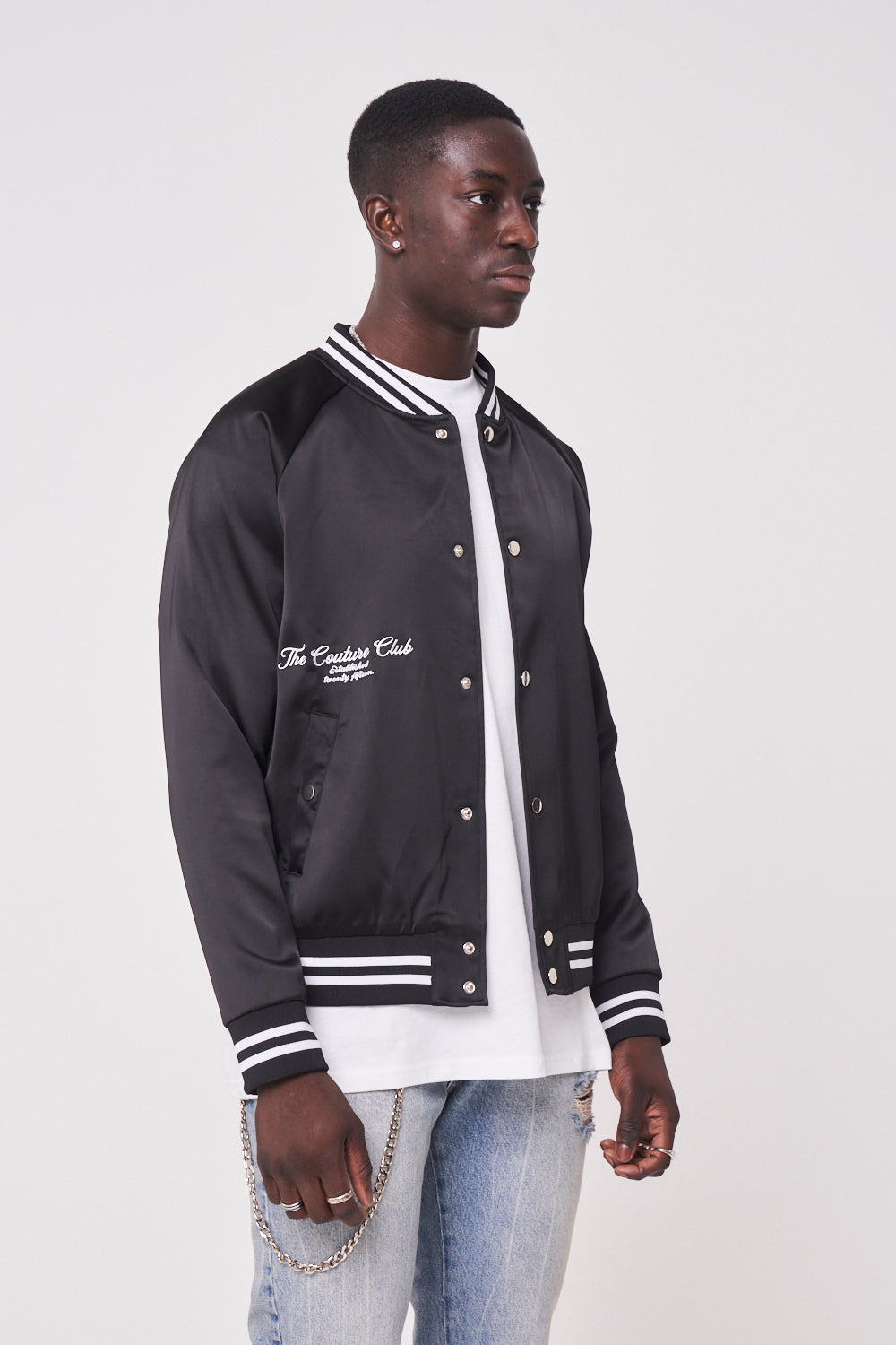 Men satin hot sale bomber jacket