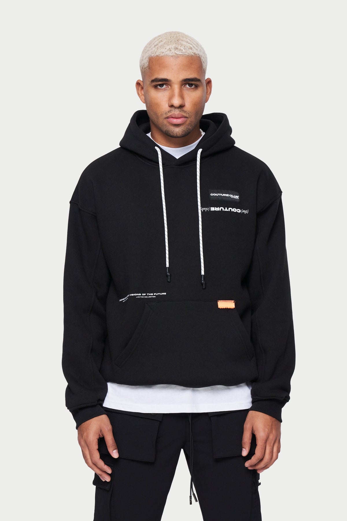 The Couture Club pullover hoodie in beige with photo back print