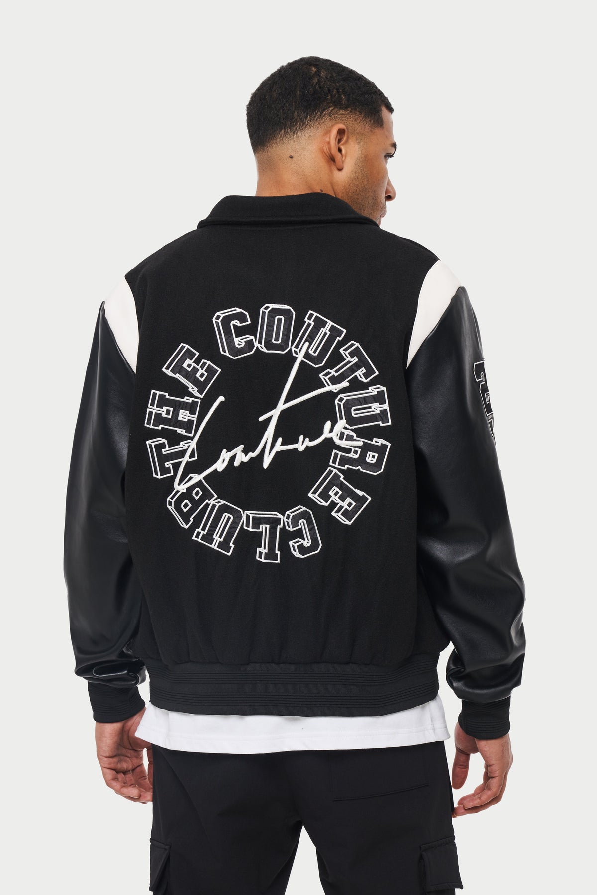 Couture Applique Varsity Bomber - Black