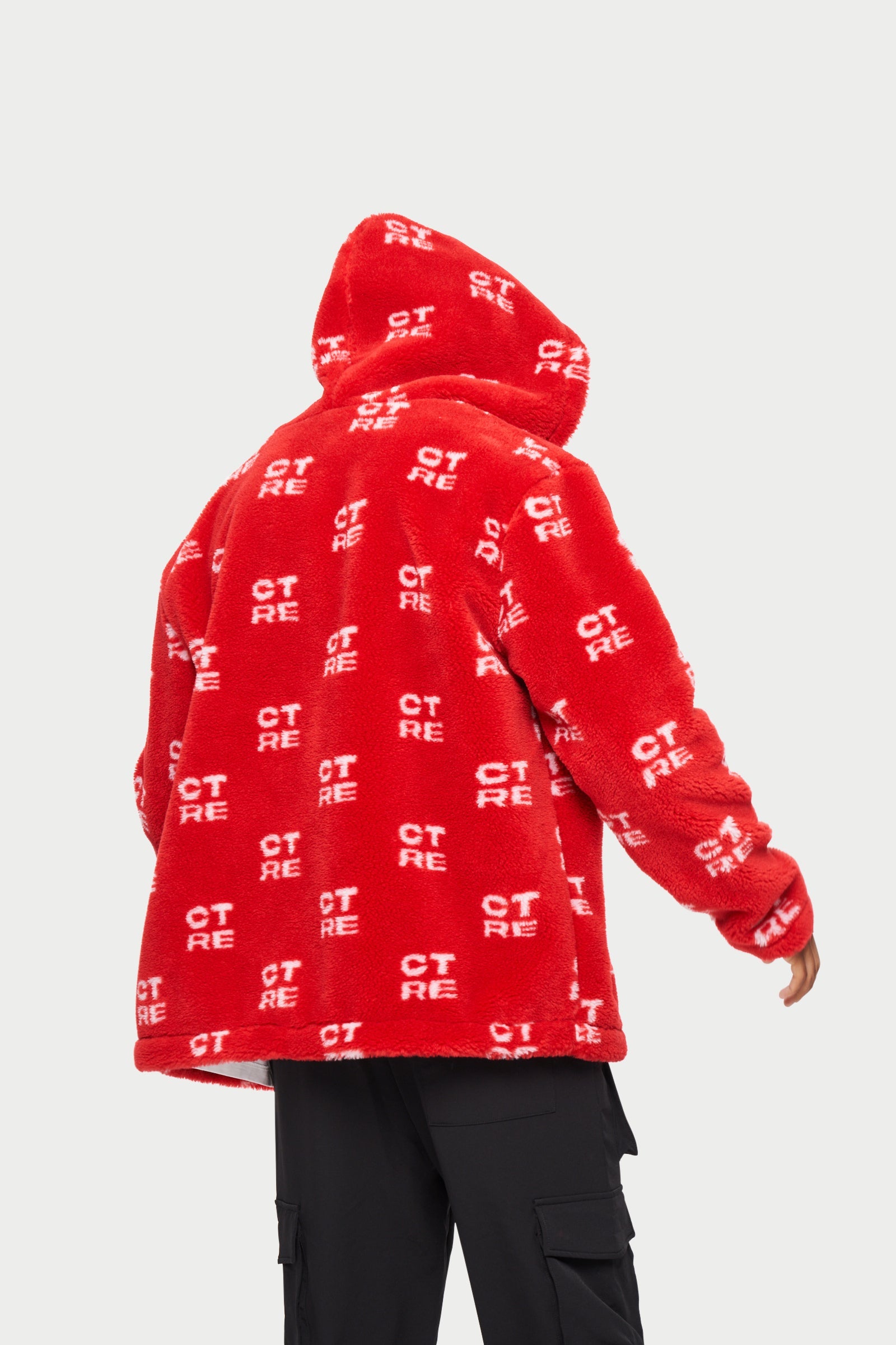 Red on sale fur hoodie