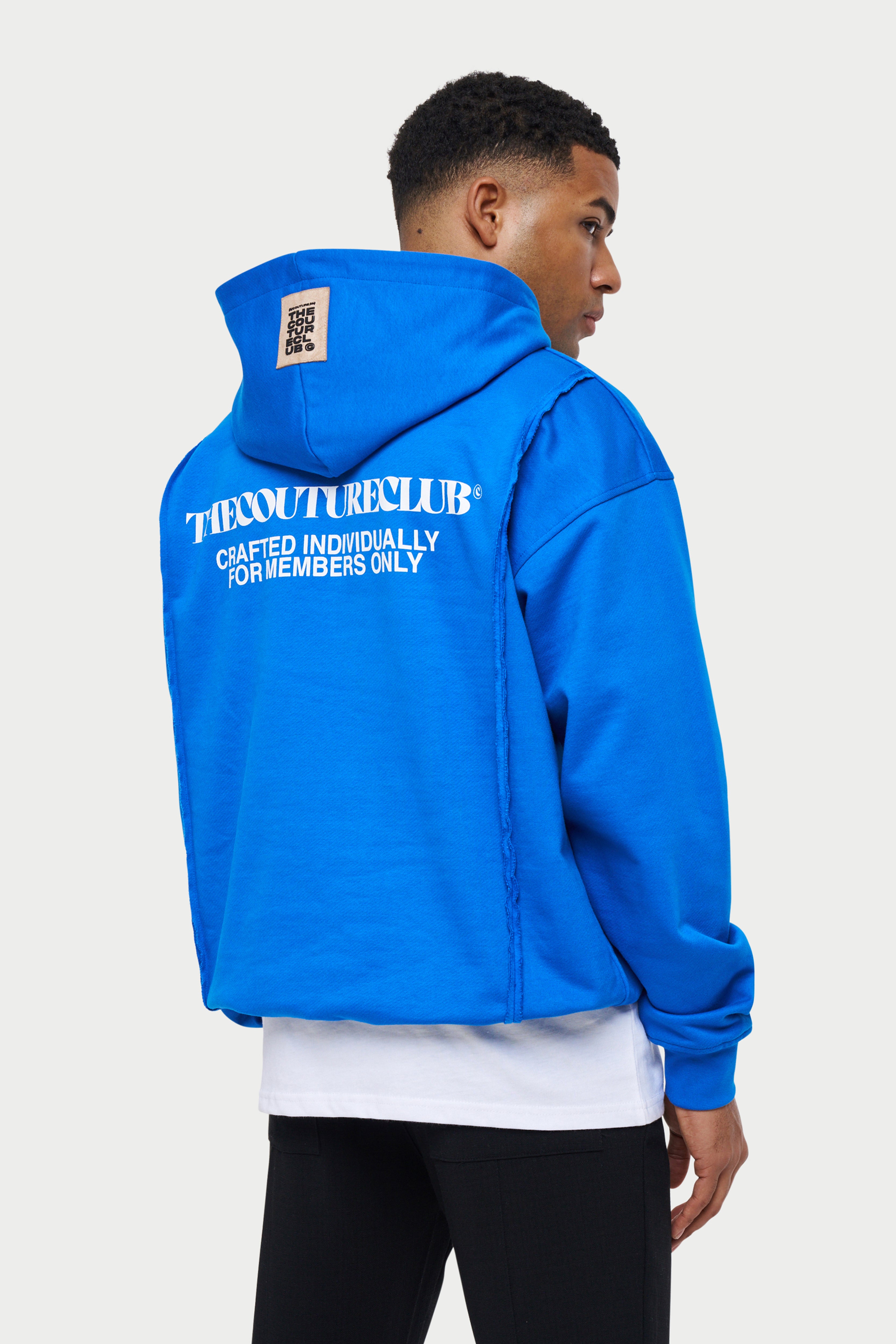 RAW SEAM QUARTER ZIP HOODIE COBALT The Couture Club