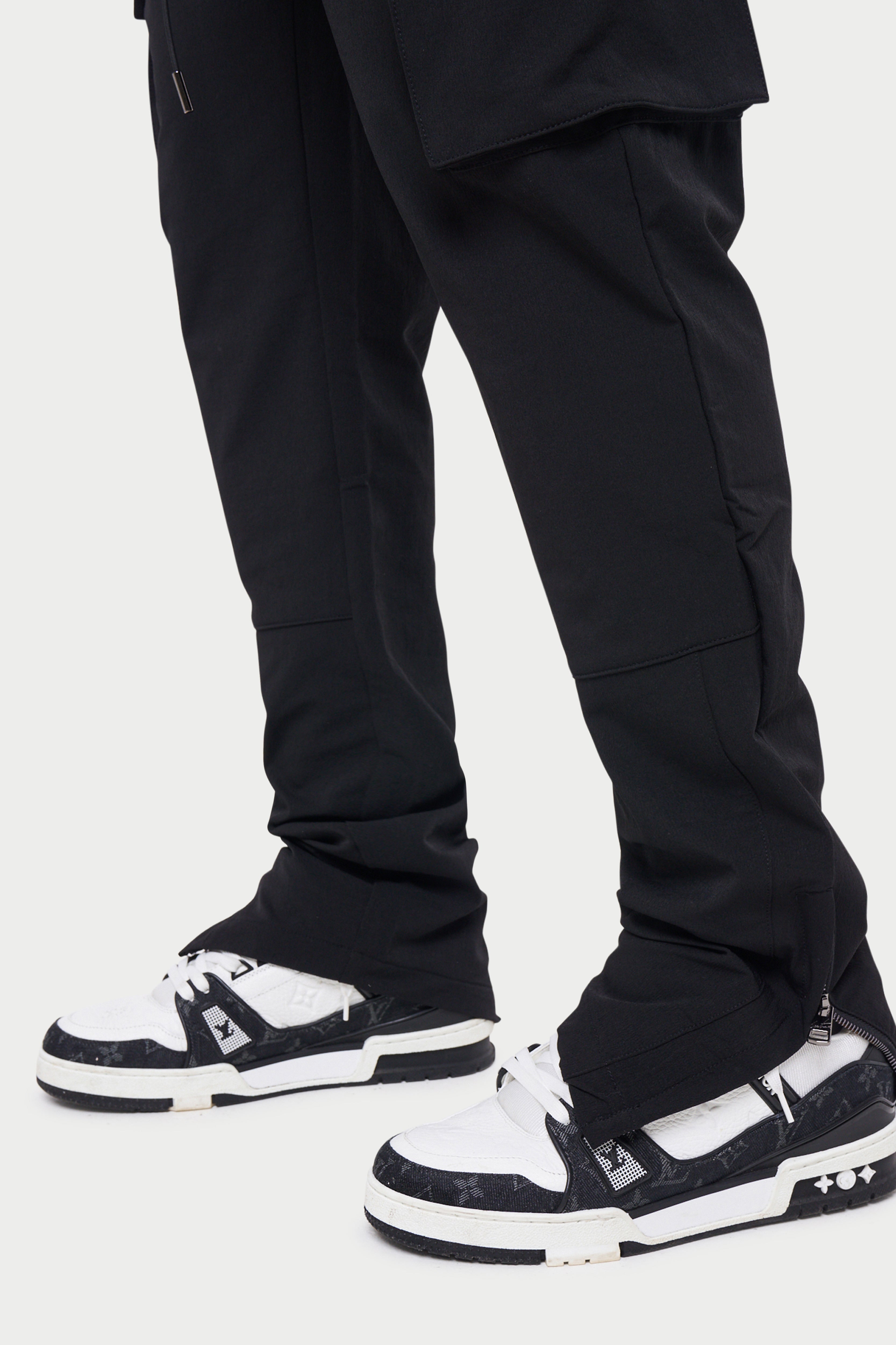 Black Technical Stretch Zip Cargo Pants The Couture Club