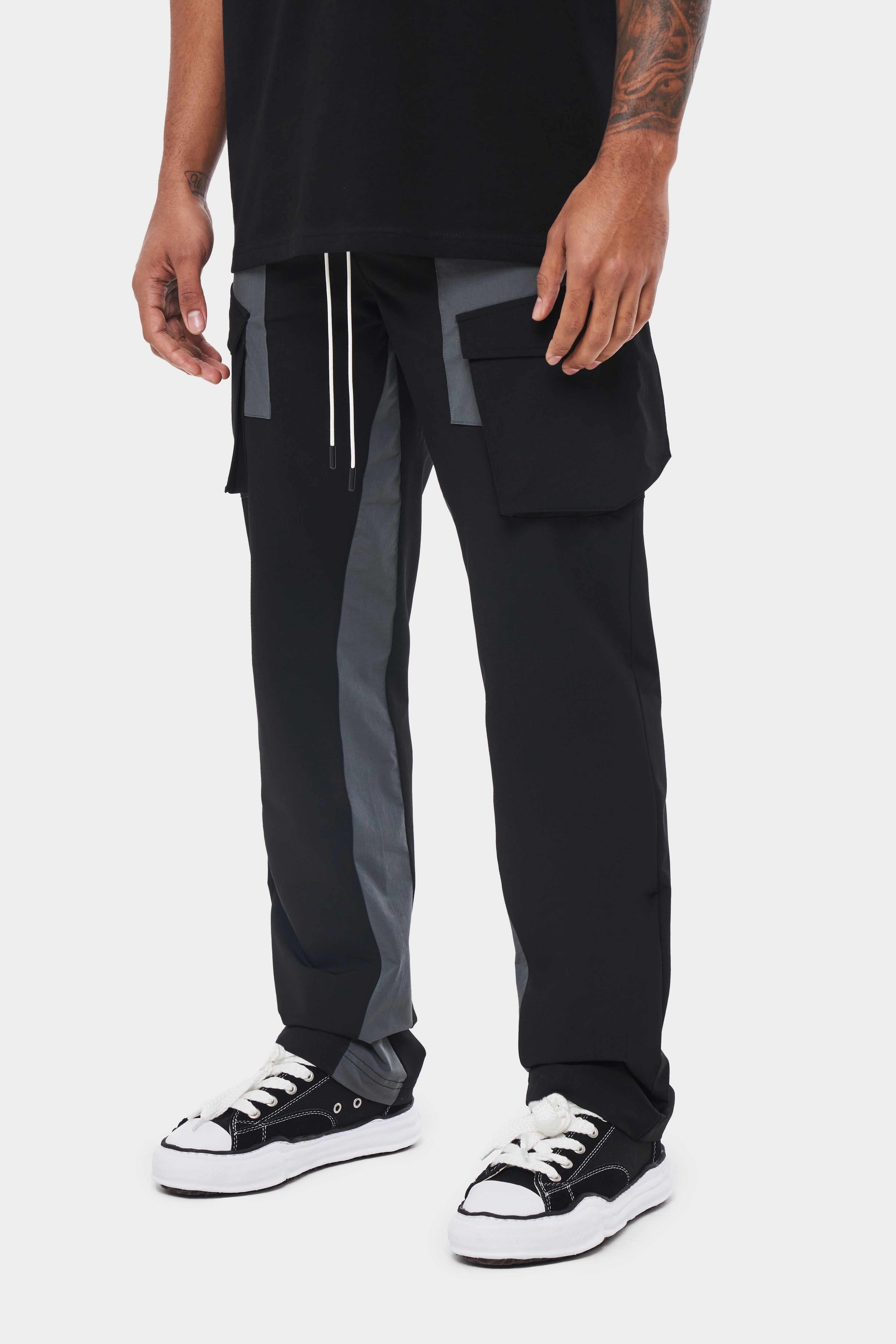 Black Panelled Cargo Pant | The Couture Club