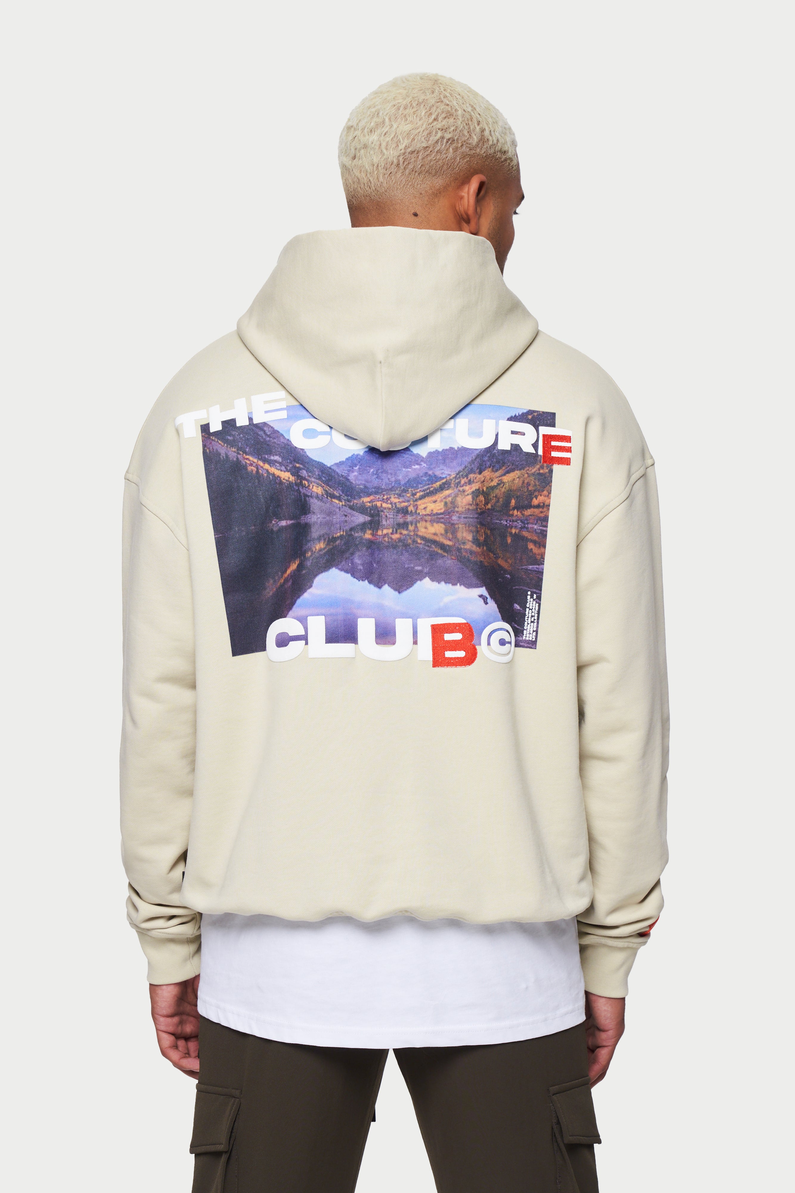 Beige Landscape Photo Graphic Hoodie | The Couture Club