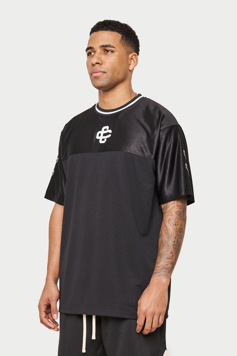 EMBLEM MESH BASKETBALL T-SHIRT - BLACK – The Couture Club