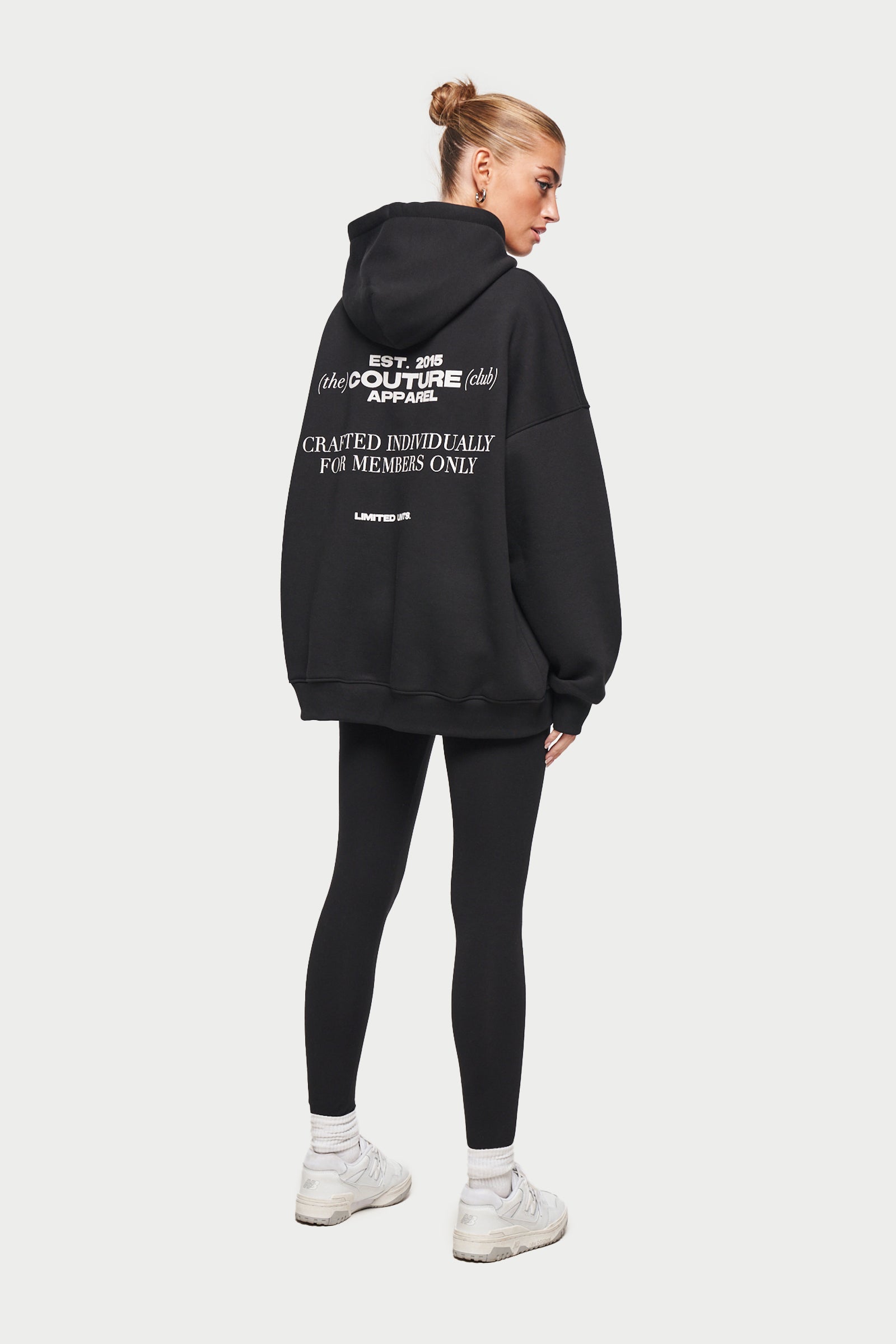 Black Badged Logo Fleece Oversized Hoodie The Couture Club