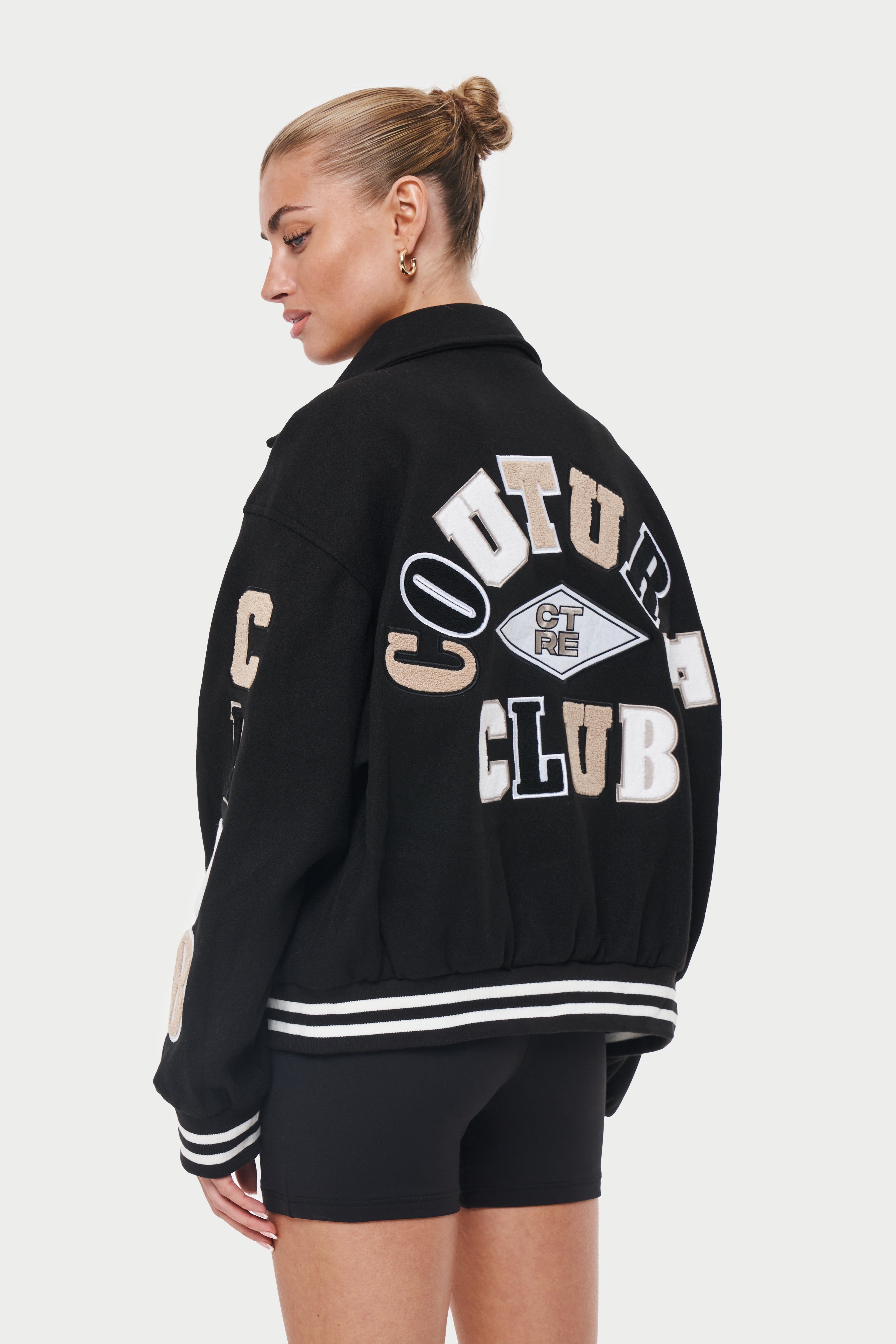 Letter Pattern Varsity Jacket Streetwear Button Front Long - Temu