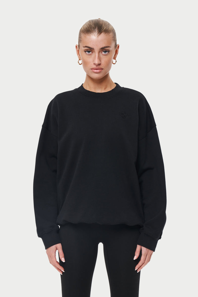 Black Emblem Oversized Sweatshirt | The Couture Club